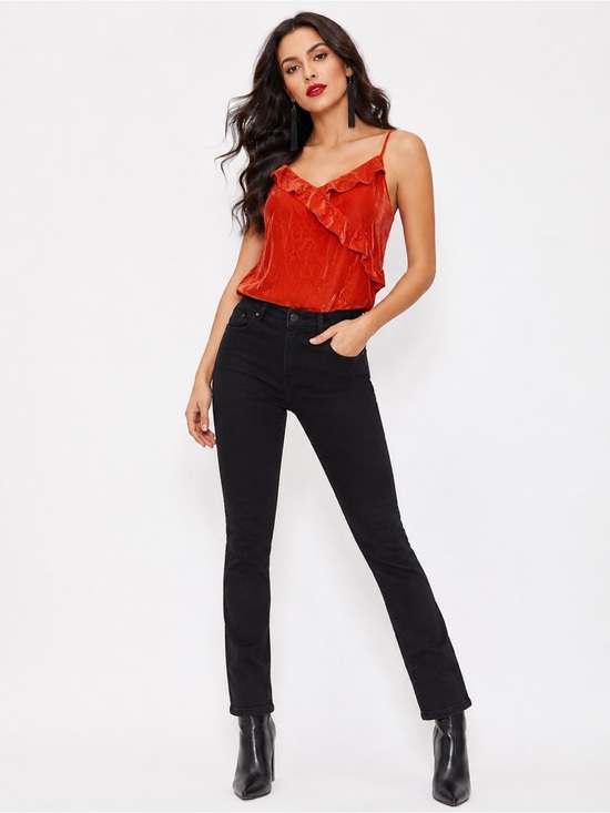 J. Crew Tops - J. Crew Red Velvet Ruffle Cami
